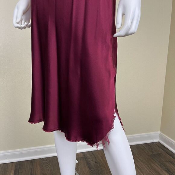 Nili Lotan Women Size M Burgundy Slip Silk Midi Cami Slip Dress Chemise Pullover - Picture 14 of 15